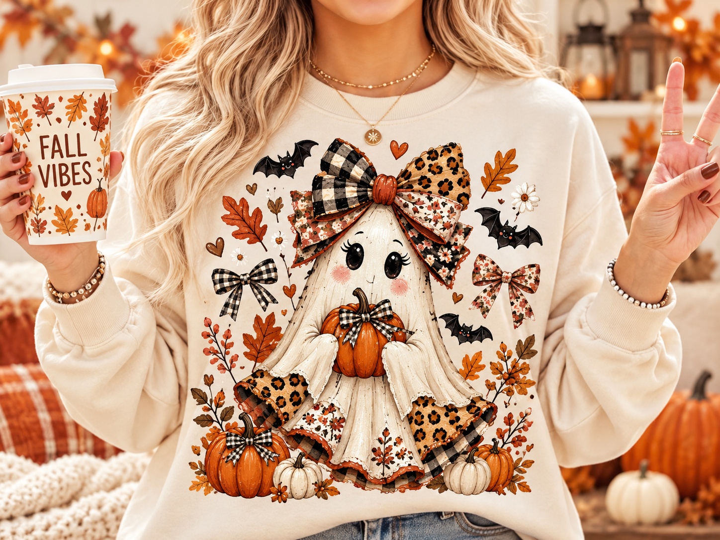 Bedrucktes Shirt mit Halloween Geist Motiv